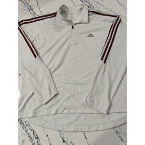 Vintage 2000s Adidas Logo White/Red Stripe Full Zip Track Jacket Size XL